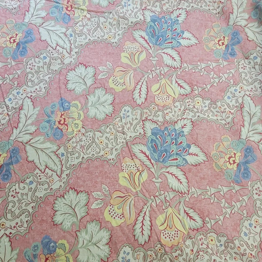 Pottery Barn Full Queen Duvet Cover Floral Paisley Red Blue Yellow